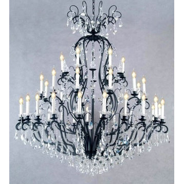 Wrought Iron Crystal Chandelier Chandeliers Lighting H72" x W60"