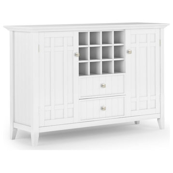 Bedford Wood 54" Transitional Sideboard Buffet and Wine Rack in White