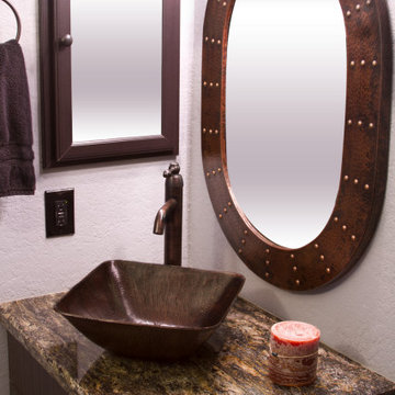 35" Oval Hammered Copper Mirror with Hand Forged Rivets (MFO3526-RI)