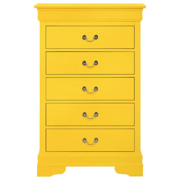 Louis Phillipe II Yellow 5 Drawer Chest of Drawers (31 in L. X 16 in W. X 48...
