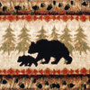 Ursus Collection Rustic Lodge Black Bear and Cub Area Rug with Jute Backing, Brown, 3' X 10'