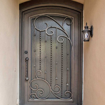 Plasma Arched Iron Entry Door with Twisted Pickets