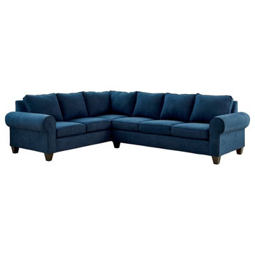 Picket House Furnishings Sole 119"W Wood and Fabric Sectional Set in Jessie Navy