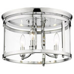 Golden - Golden Payton 3-Light Flush Mount 1157-FM CH, Chrome - The clean, streamlined design of the Payton collection makes it an instant classic. The simple metal frames house clear glass. This versatile style is fitting for traditional to modern interiors. The collection features pendants in a variety of sizes. The fixtures from this collection are available in a variety of smooth finishes. Confidently hang this damp-rated fixture for ambient lighting in a bathroom, bedroom, hallway or living room.