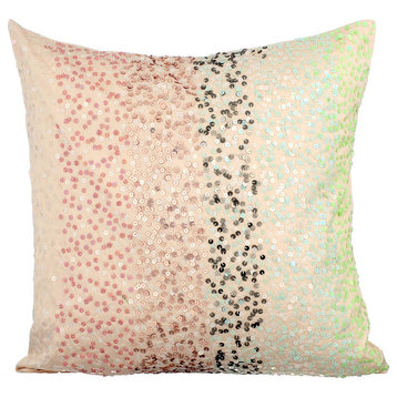 Pink Throw Pillow Covers 16"x16" Silk, Pastel Ombre