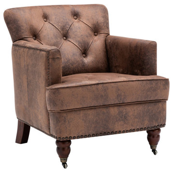Living Leisure Upholstered Fabric Club Chair Antique Brown