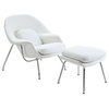 W Lounge Chair and Ottoman Set in White by Modway Furniture