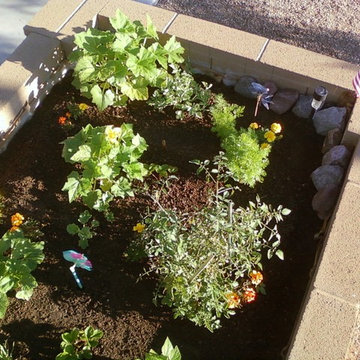 Concrete Block Raised Vegetable & Flower Garden