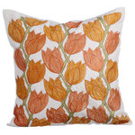 The HomeCentric - Orange Throw Pillow Covers 16"x16" Cotton, Tulip Sway - Tulip Sway is an exclusive 100% handmade decorative pillow cover designed and created with intrinsic detailing. A perfect item to decorate your living room, bedroom, office, couch, chair, sofa or bed. The real color may not be the exactly same as showing in the pictures due to the color difference of monitors. This listing is for Single Pillow Cover only and does not include Pillow or Inserts.