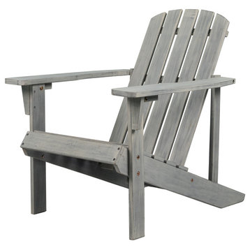 Westport Outdoor Patio Traditional Acacia Wood Adirondack Chair, Gray