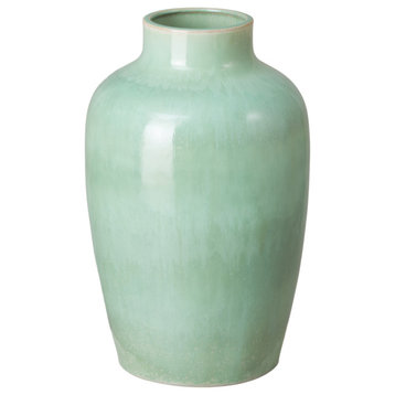 16" Shoulder Vase, Green Cystal Glaze