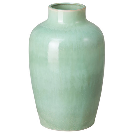 16" Shoulder Vase, Green Cystal Glaze