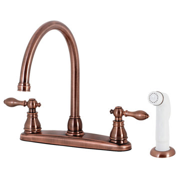 KB726ACL Centerset Kitchen Faucet With Side Sprayer, Antique Copper