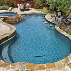 Freeform Pool With Diving Board Slide Traditional Pool Houston