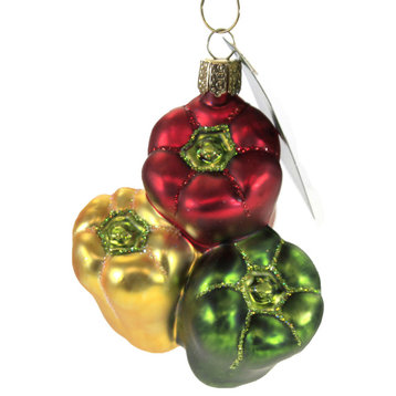Bell Peppers - One Ornament 3 Inch, Glass - Vegetables Good Luck 28134