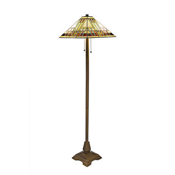 Serena d'italia Tiffany 2-Light Blue Mission 58" Bronze Floor Lamp