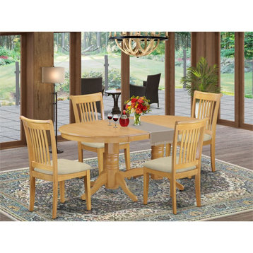 East West Furniture Vancouver 5-piece Wood Dining Set with Cushion Seat in Oak