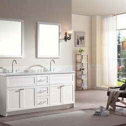 73 inch Transitional Double Sink Bathroom Vanity Set in White Finish - Bathroom Vanities And Sink Consoles