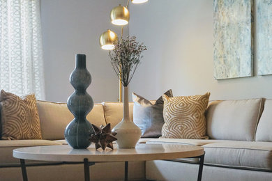 Design ideas for a transitional living room in Raleigh.