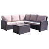 Courtyard Casual Brown Rooftop Outdoor 3-Piece Sectional Set