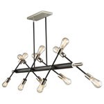 Artcraft Lighting - Artcraft Truro 12-Light Kitchen Island-Light in Matte Black and Brushed Nickel - The "Truro" collection 12 light linear island light has a tubular design, plated brushed nickel accents and a black frame. Arms can be adjusted to your desired configuration.  This light requires 12 , 100 Watt Bulbs (Not Included) UL Certified.