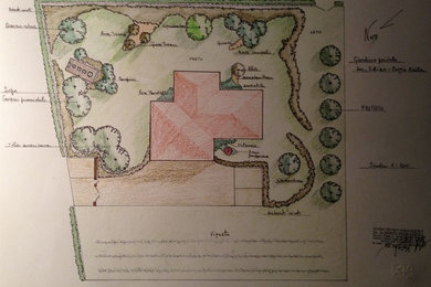 Idee per un giardino country di medie dimensioni in autunno con un pendio, una collina o una riva
