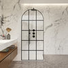 Aranaz Fixed Glass Panel Framed Shower Door, Matte Black, 34" W X 78"h