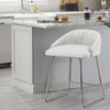 Hillsdale Boyle Curved Low Back Upholstered Metal Counter Height Stool, White