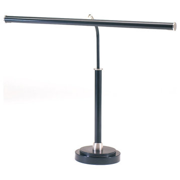 House of Troy PLED100 1 Light Piano Lamp - Black w/ Satin Nickel Accents