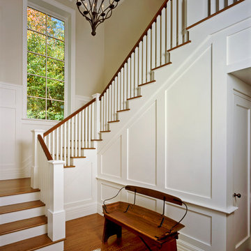 New stair hall with window to optimize view of preserve