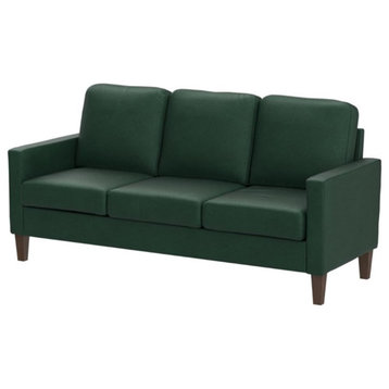 Modern 3 Seater Sofa, Tapered Legs With Cushioned Seat & Track Arms, Green