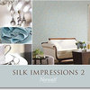 Silk Impressions 2, Contemporary Floral White, Gray Wallpaper Roll