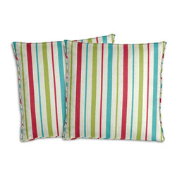 Cushion Source - Figure 8 Stripe Cotton Candy Outdoor Throw Pillows, Set of 2, 18"x18" - Outdoor Cushions And Pillows