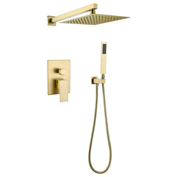 Pressure Balanced Rain Shower System with Hand Shower-Includes Rough-in Valve, B