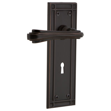 Mission Plate With Keyhole Fleur Lever, Timeless Bronze, Privacy, Non-Handed