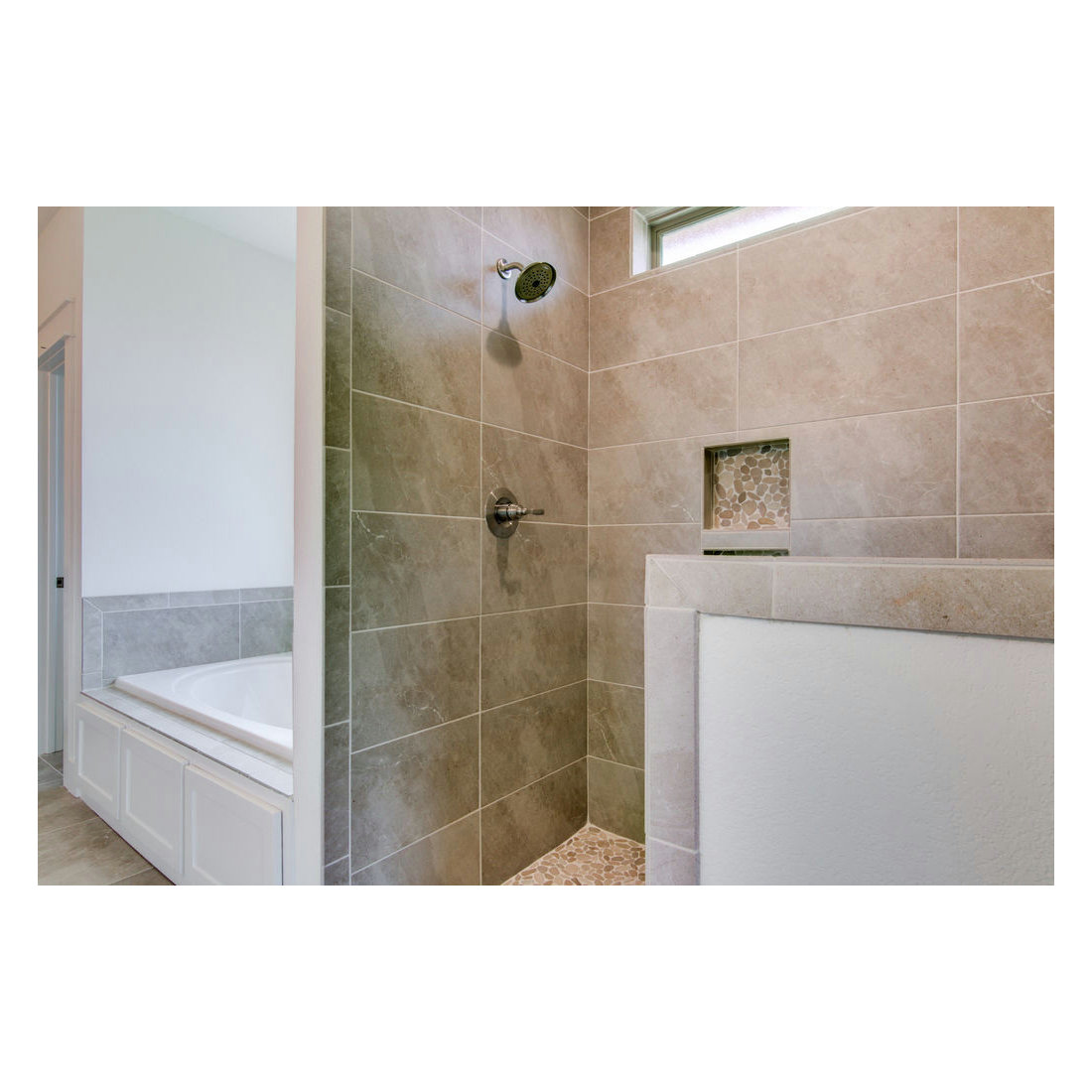 Open, Tile Shower : Master Bathroom
