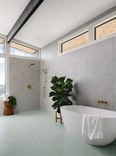 Midcentury Bathroom by Breathe Design Studio