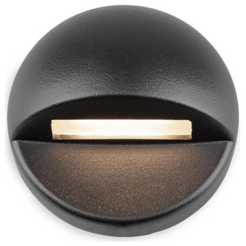 1-Light LED 12V Round Deck and Patio Light in Black