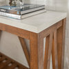 52" A-Frame Rustic Entry Console Table, White Faux-Marble/Walnut