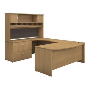 72 Mahogany U Shaped Desk Transitional Desks And Hutches By