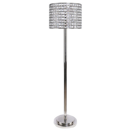 58" Polished Nickel Crystal Beaded Floor Lamp