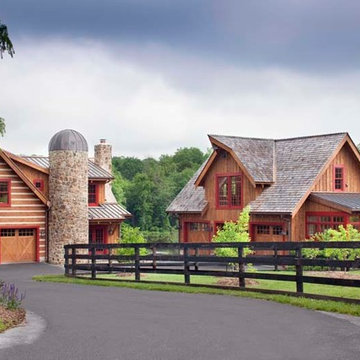 Custom Log Home with Stone