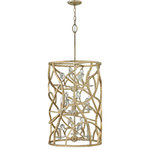 Fredrick Ramond - Eve Foyer 3 Tier Foyer, Champagne Gold - Eve's graceful hand-forged tubing creates a natural vine-like pattern in a hammered Champagne Gold finish while faceted clear crystal ��_buds��_ emanate from the tips.