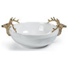 Alberg Ceramic Bowl With Gold Stagg Head Design, Large