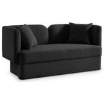 Meridian Furniture - Marcel Boucle Fabric Upholstered Loveseat, Black - Bring artsy fun to your room with this Marcel black boucle fabric loveseat. This eye-grabbing loveseat is part art, part functional seating item for your living room, bedroom, and beyond. The rich black boucle fabric is soft and yielding against the skin, keeping you comfortable while you unwind and relax. The contemporary inspired design is bound to garner attention no matter where you choose to use it.