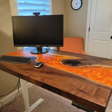 Black Walnut Live Edge Lava River Desk