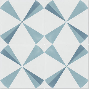 8"x8" Polaris Azul Handcrafted Cement Tiles, Set of 16