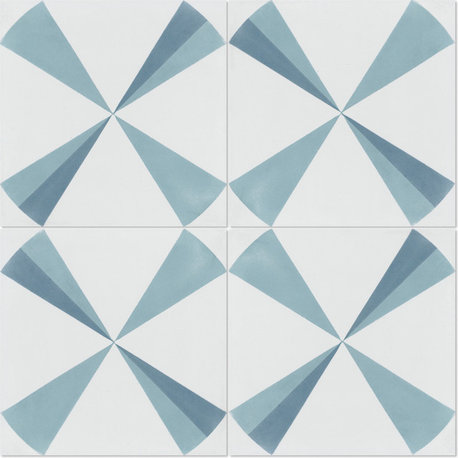 8"x8" Polaris Azul Handcrafted Cement Tiles, Set of 16