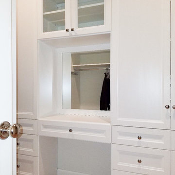 Custom bedroom wardrobe with vanity in White finish