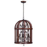 Maxim Lighting - Maxim Lighting 32514APBY Miranda - Six Light Pendant - Miranda Six Light Pendant Antique Pecan/Bay Clear CrystalCages constructed of wood, finished in Antique Pecan, blend beautifully with the metal bars painted in our rich Bay finish. Elegant chandeliers, draped in crystal, grace the interior of the cage to create a unique transitional style to fit a wide variety of interiors. Shade Included: TRUEAntique Pecan/Bay Finish with Clear CrystalCages constructed of wood, finished in Antique Pecan, blend beautifully with the metal bars painted in our rich Bay finish. Elegant chandeliers, draped in crystal, grace the interior of the cage to create a unique transitional style to fit a wide variety of interiors.    Shade Included: TRUE. *Number of Bulbs: 6 *Wattage: 60W * BulbType: Candelabra Base *Bulb Included: No *UL Approved: Yes